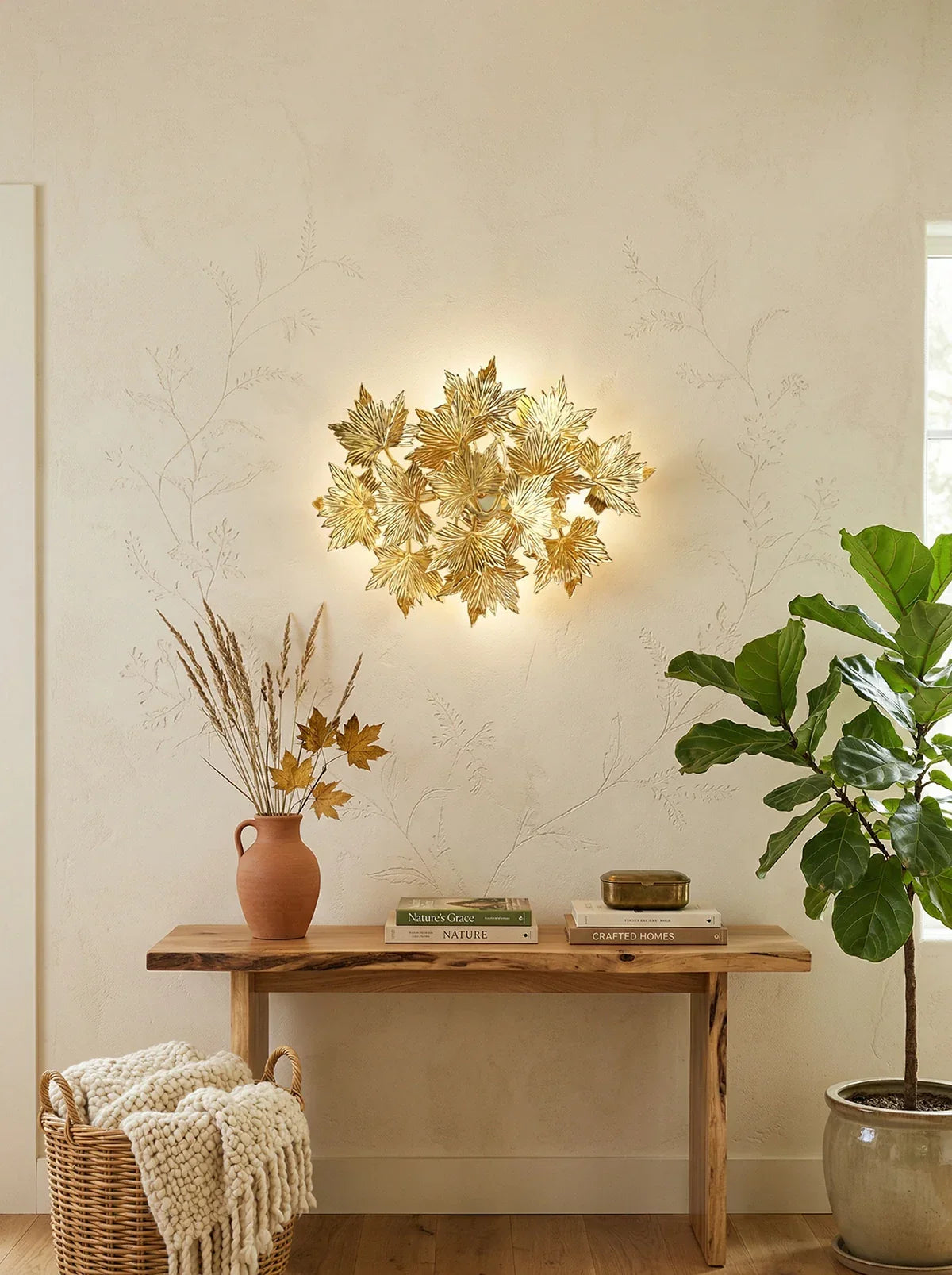 Maple Leaf Branch Wall Sconce detail view