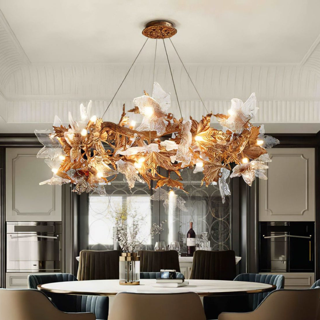 Maple Leaf Brass Branch Chandelier additional product view