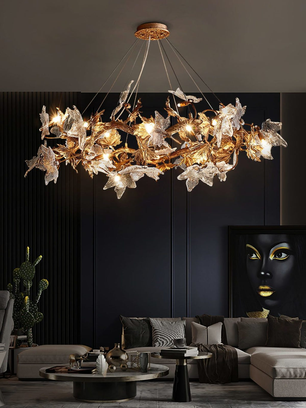 Maple Leaf Brass Branch Chandelier product image