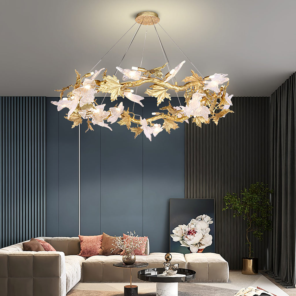 Maple Leaf Brass Branch Chandelier product image