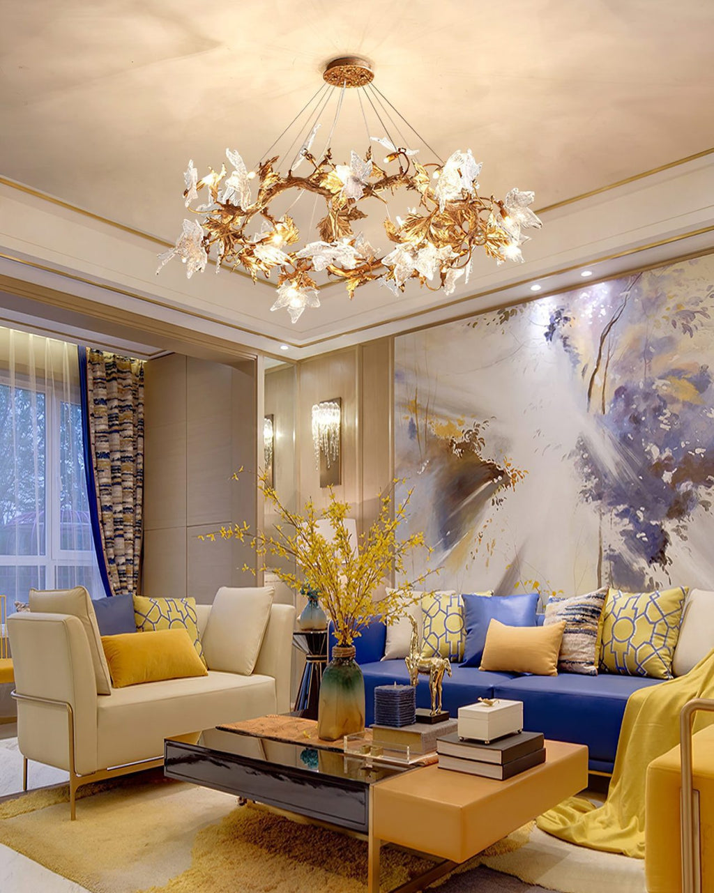Maple Leaf Brass Branch Chandelier product image