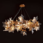 Maple Leaf Brass Branch Chandelier by Bling Lighting Studio