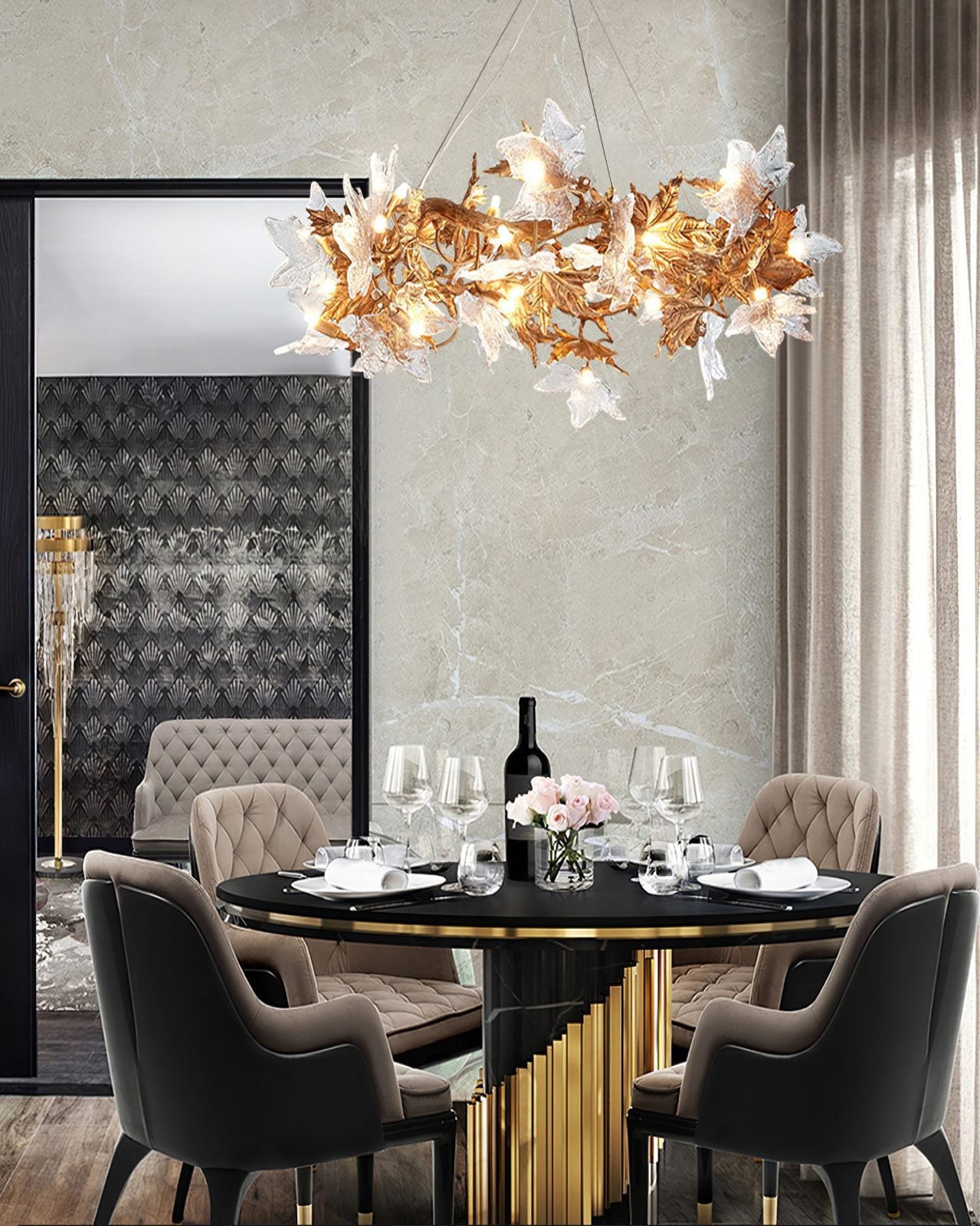 Maple Leaf Brass Branch Chandelier product image