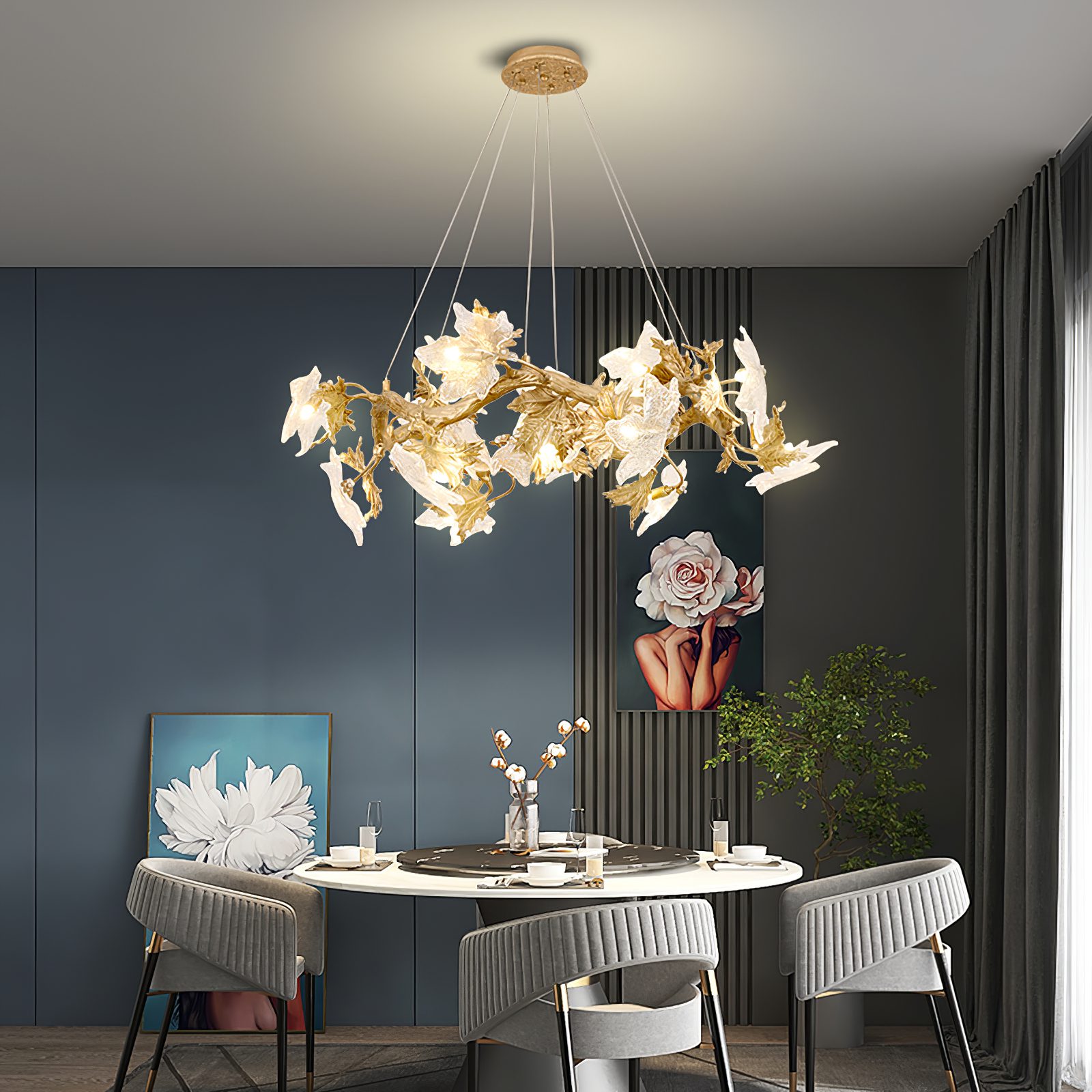 Maple Leaf Brass Branch Chandelier product image