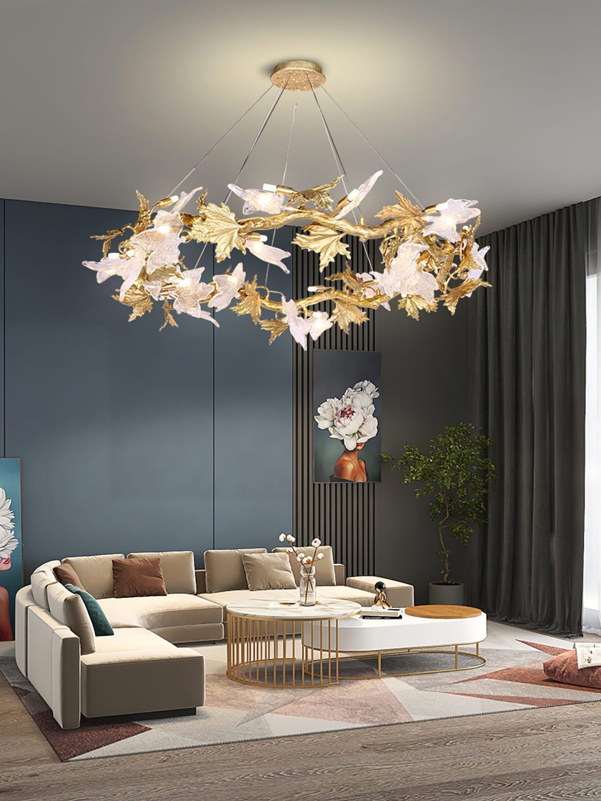 Maple Leaf Brass Branch Chandelier product image