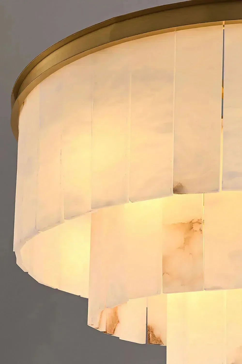 Modern Alabaster Tiered Chandelier by Bling Lighting Studio