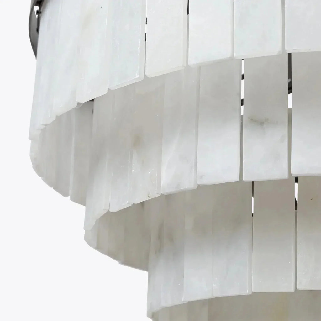 Modern Alabaster Tiered Chandelier by Bling Lighting Studio