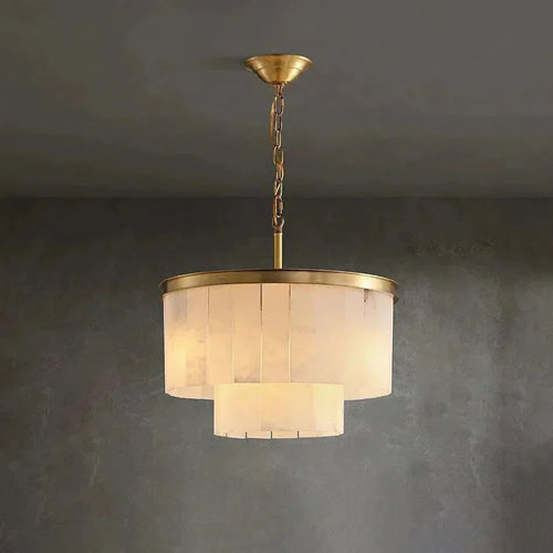 Modern Alabaster Tiered Chandelier by Bling Lighting Studio