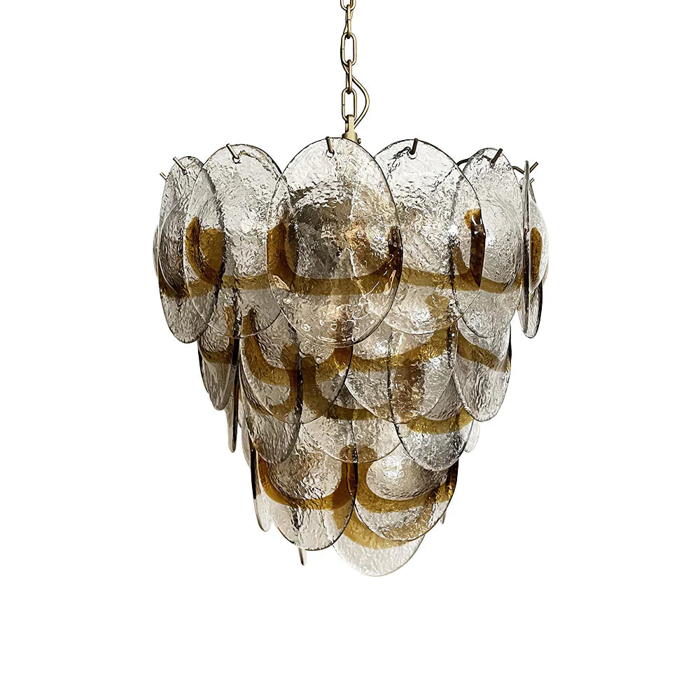 Mazzega Murano Transparent Amber Glasses Chandelier by Bling Lighting Studio