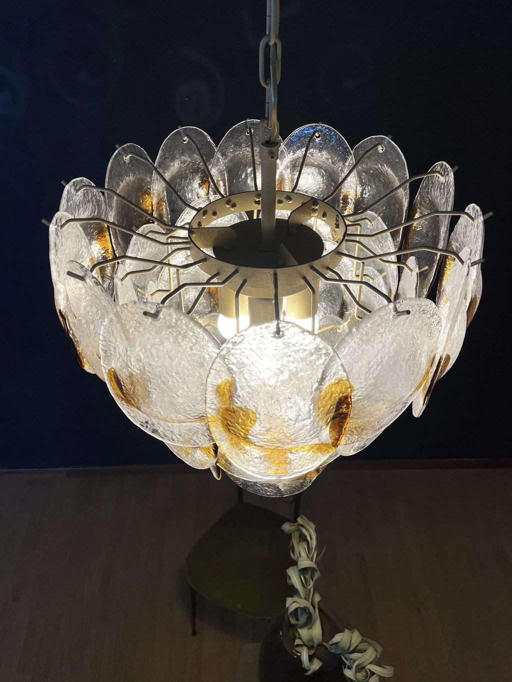 Mazzega Murano Transparent Amber Glasses Chandelier product image