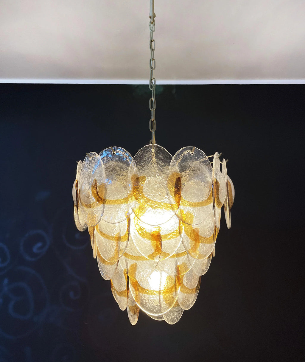 Mazzega Murano Transparent Amber Glasses Chandelier product image