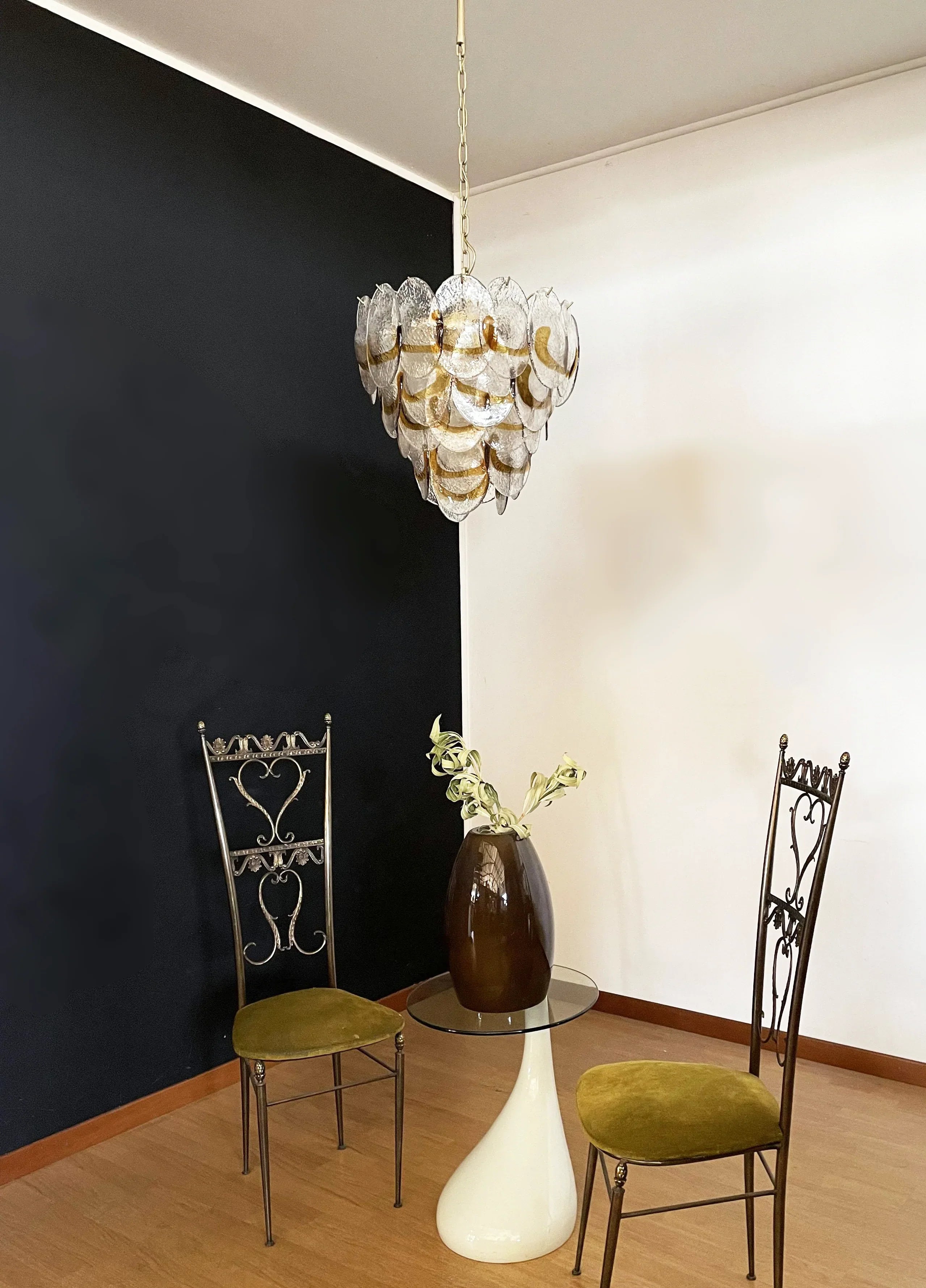 Mazzega Murano Transparent Amber Glasses Chandelier product image