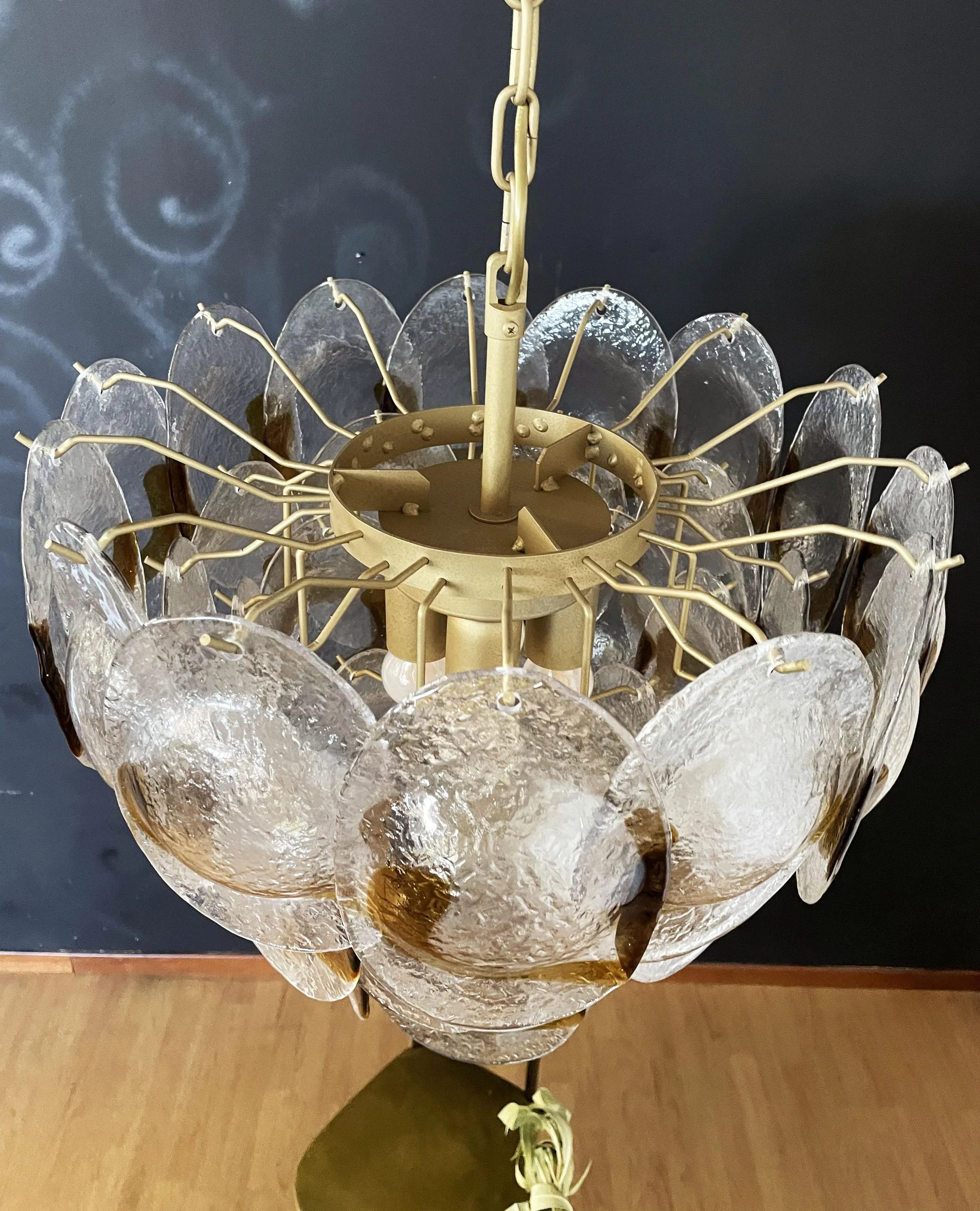 Mazzega Murano Transparent Amber Glasses Chandelier product image