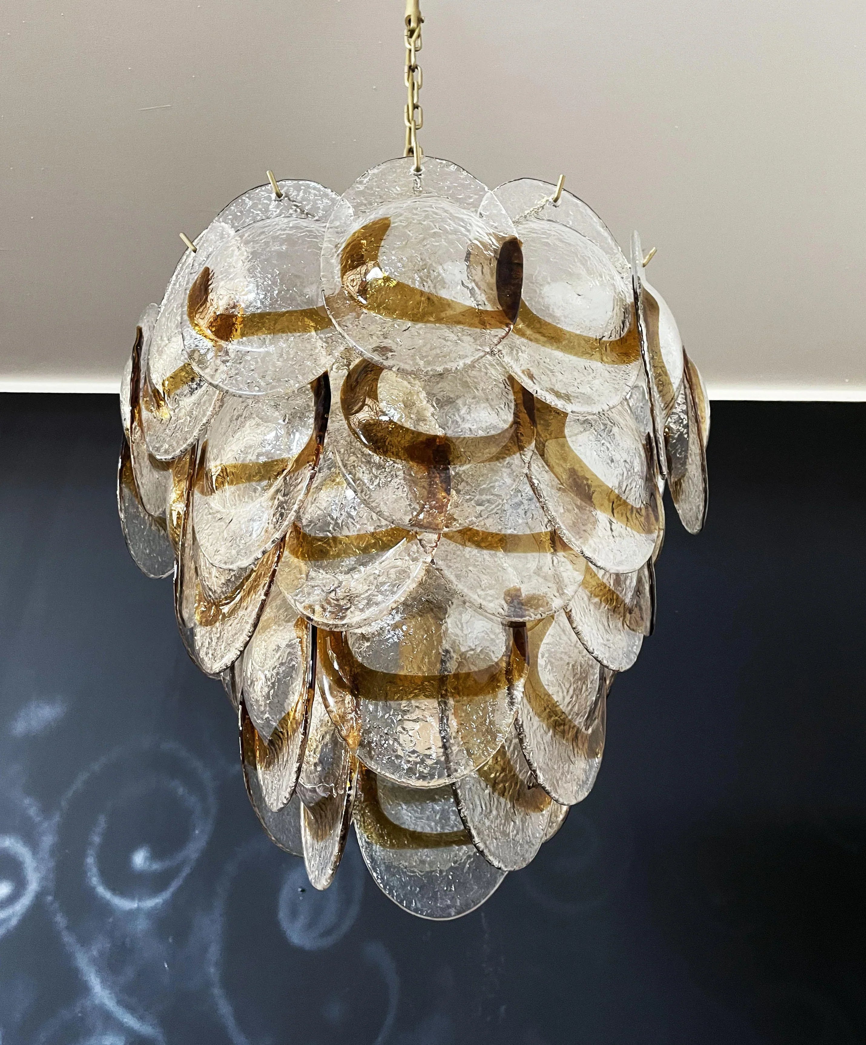 Mazzega Murano Transparent Amber Glasses Chandelier product image