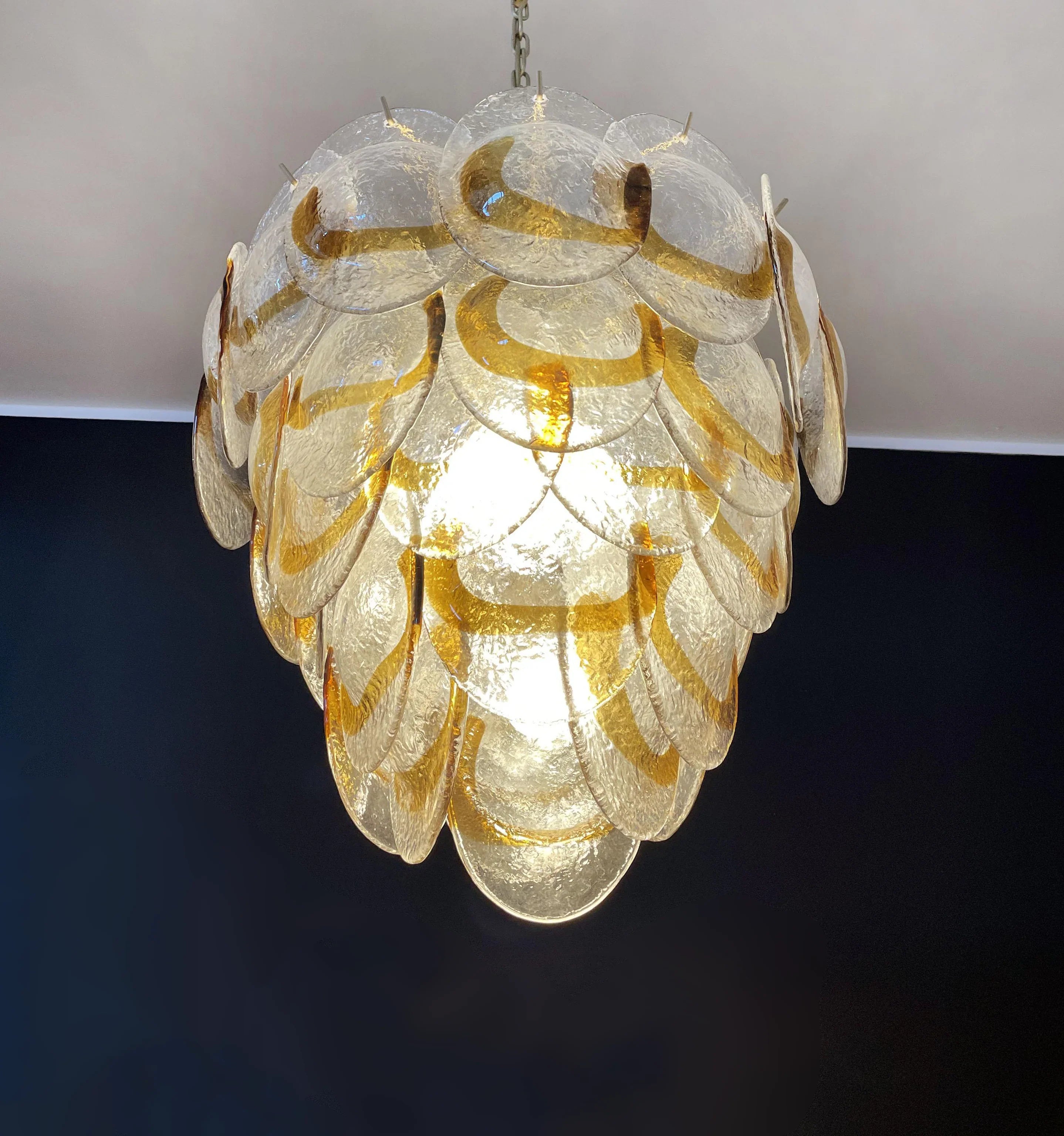 Mazzega Murano Transparent Amber Glasses Chandelier product image