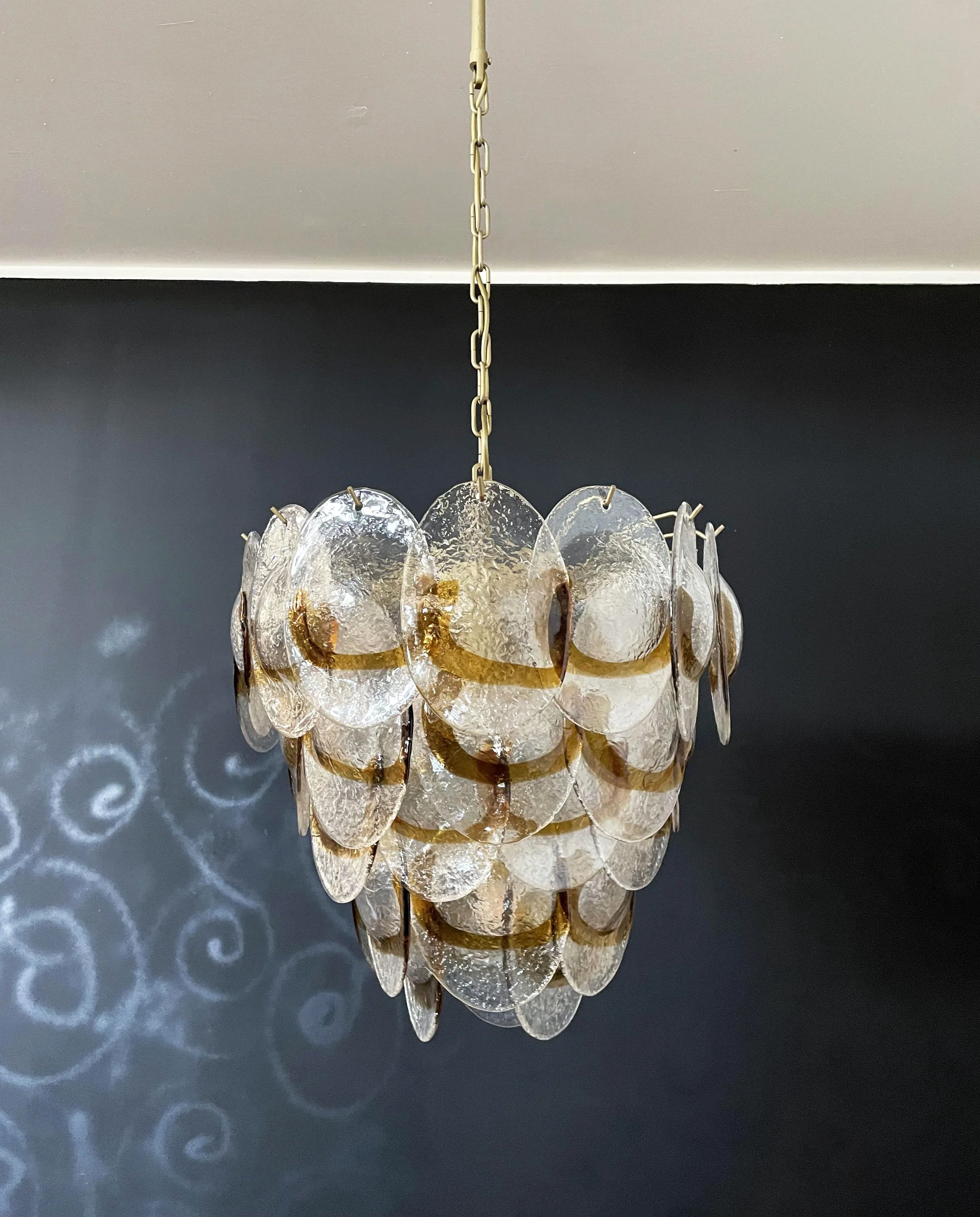 Mazzega Murano Transparent Amber Glasses Chandelier product image