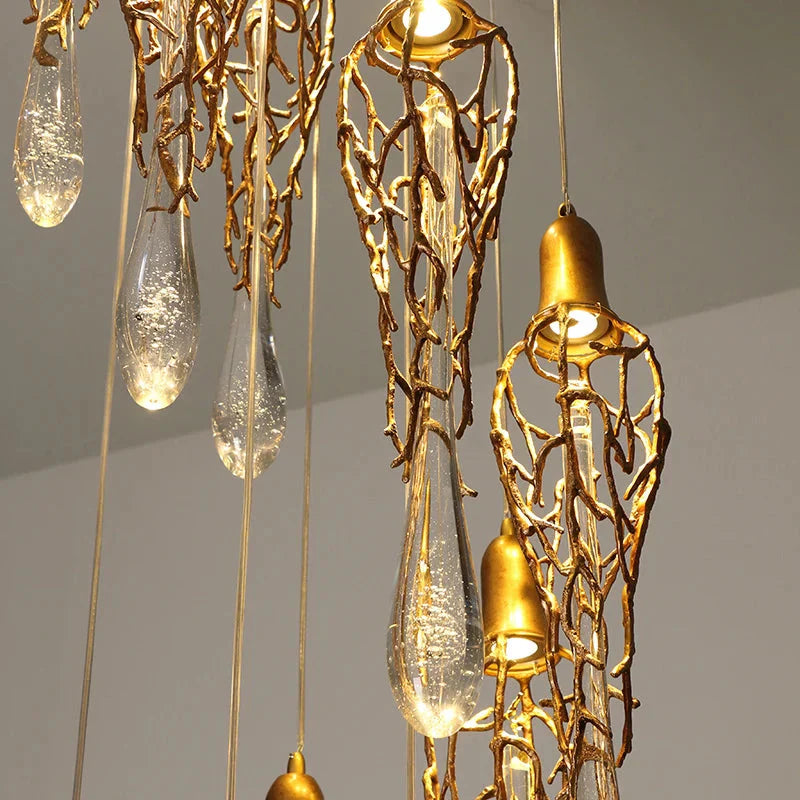 Stairwell Branch Strata Crystal Spiral Chandelier by Bling Lighting Studio