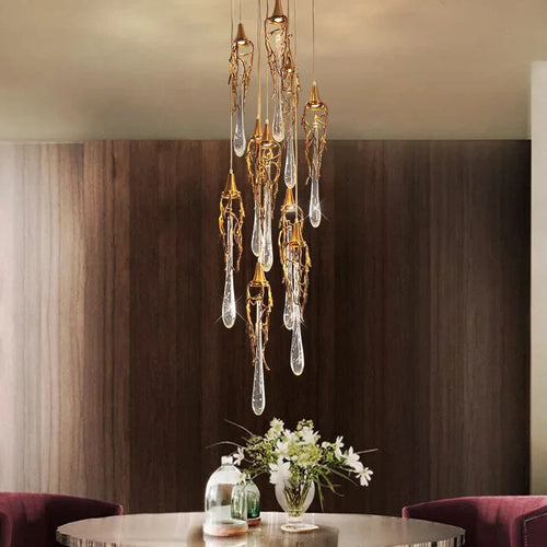 Stairwell Branch Strata Crystal Spiral Chandelier by Bling Lighting Studio