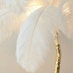 Modern Designer Brass Ostrich Feather Table Lamp Decorative Pure Copper Bedside Light For Women's Bedroom by Bling Lighting Studio