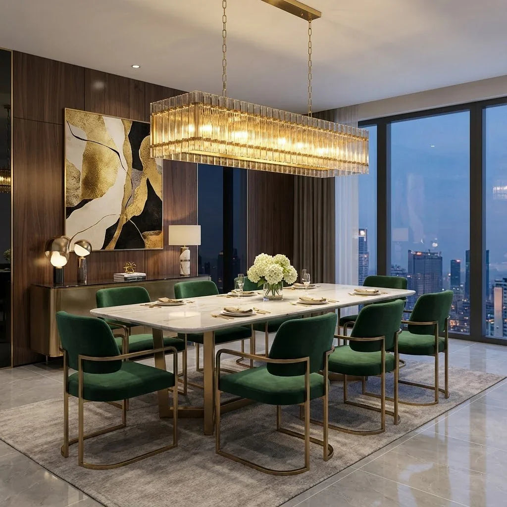 Modern Rectangular Linear Chandelier