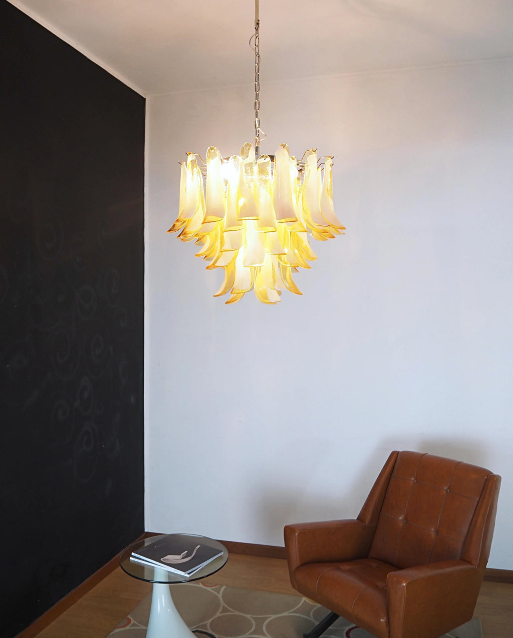 Vintage Caramels Glass Murano Petals Chandelier material and finish detail