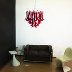 Vintage Red Glass Murano Petals Chandelier detail view