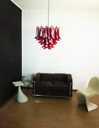 Vintage Red Glass Murano Petals Chandelier material and finish detail