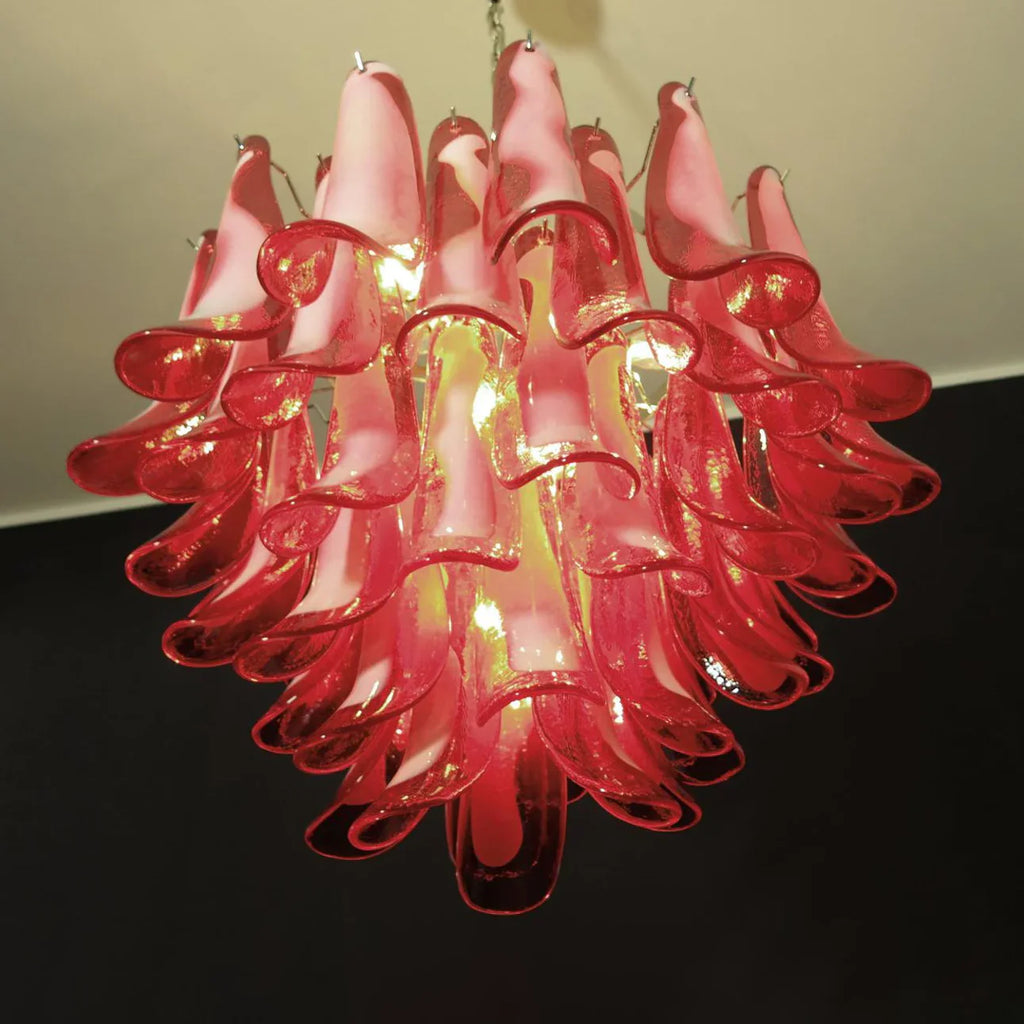 Vintage Red Glass Murano Petals Chandelier product image