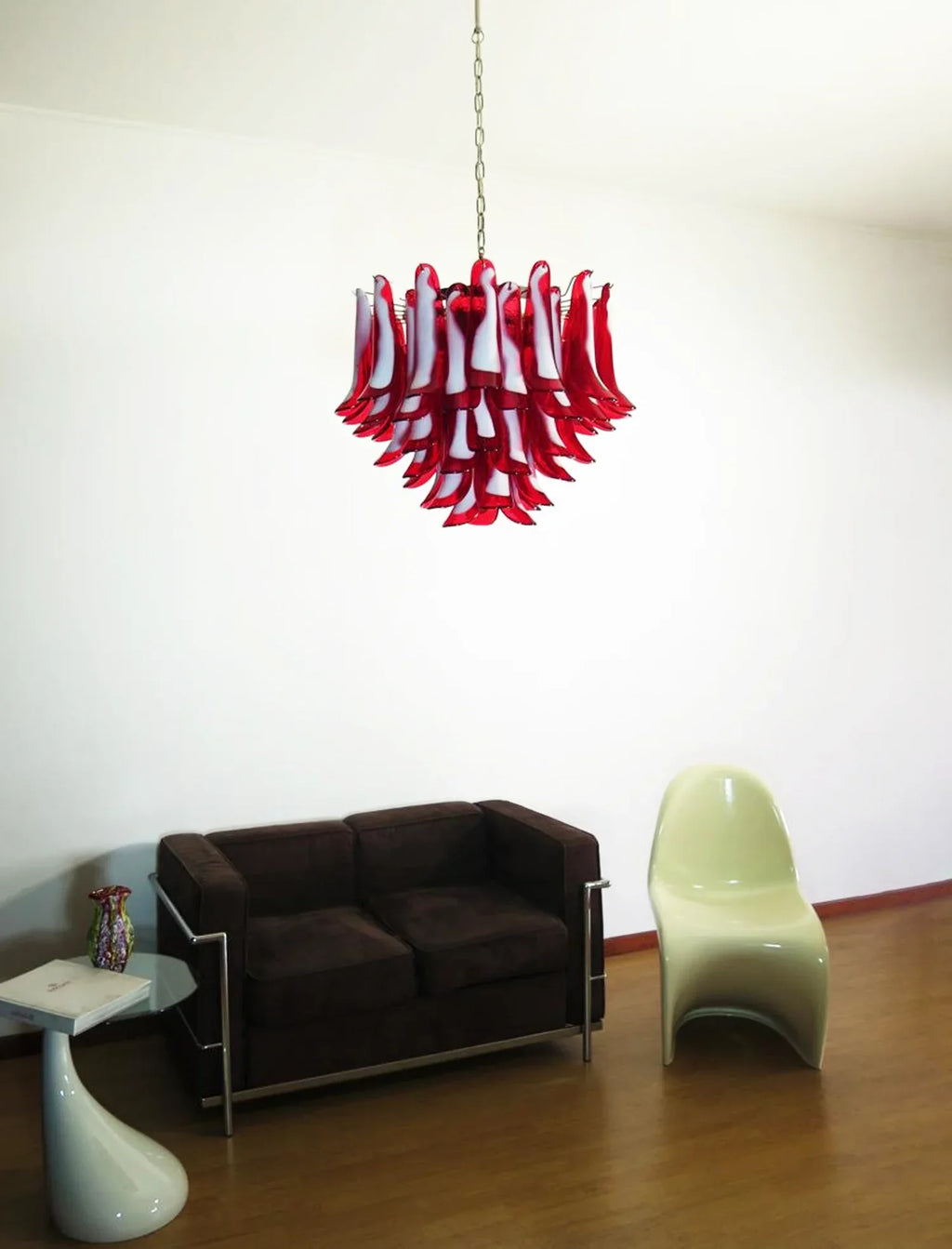Vintage Red Glass Murano Petals Chandelier product image