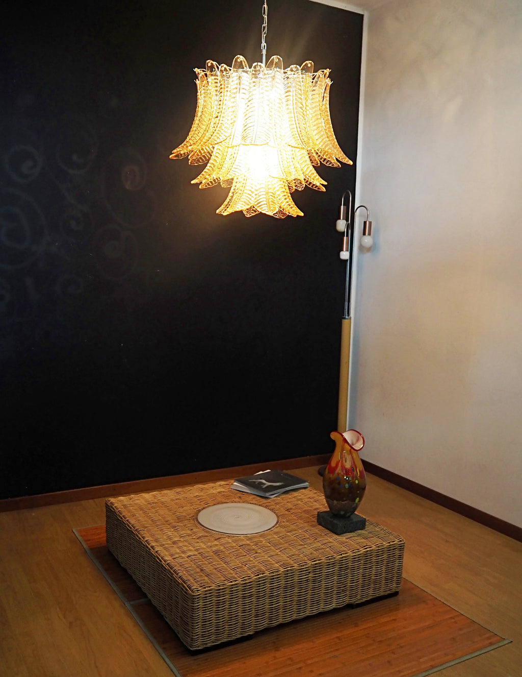 Murano Amber Ferns Glass Chandelier additional product view