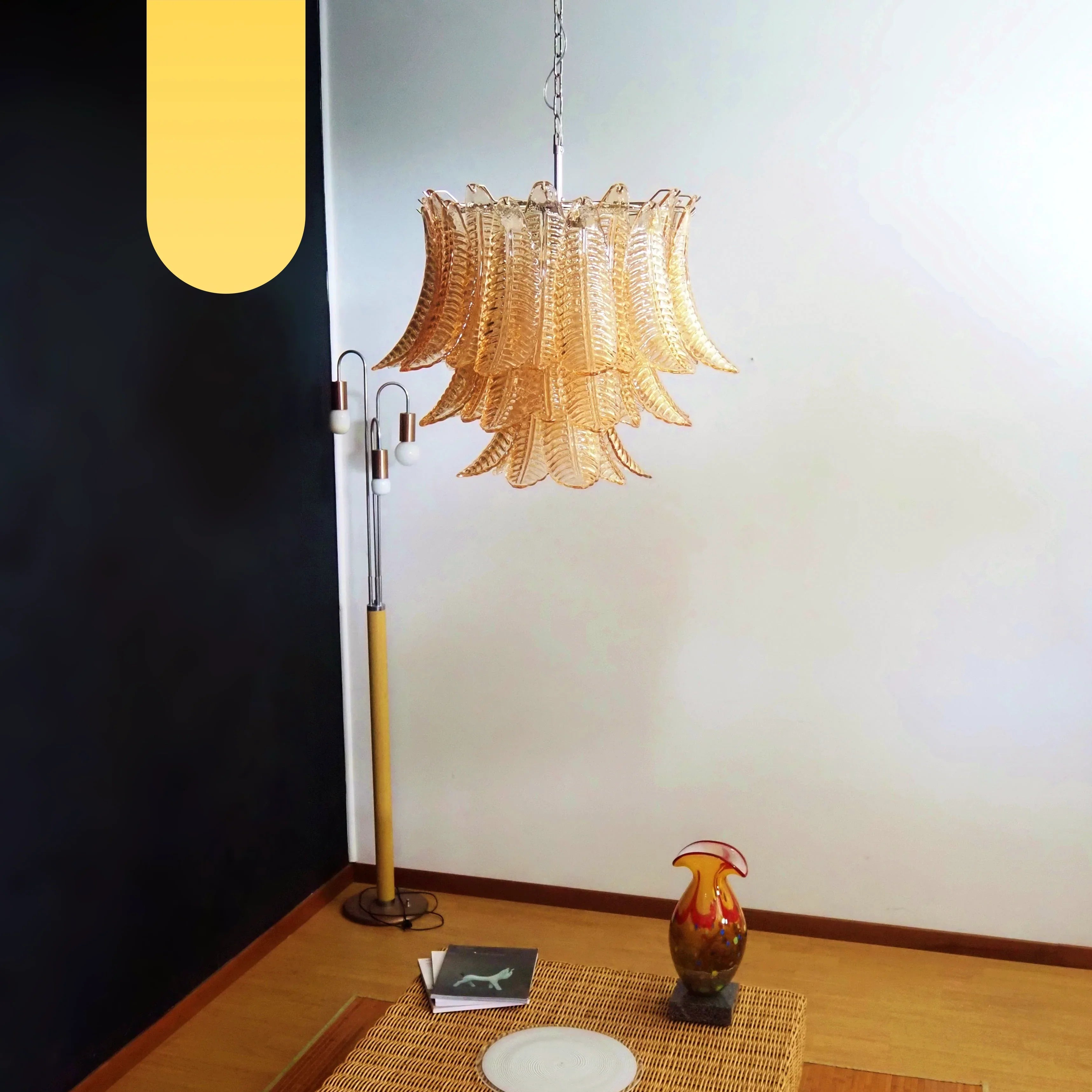 Murano Amber Ferns Glass Chandelier product image
