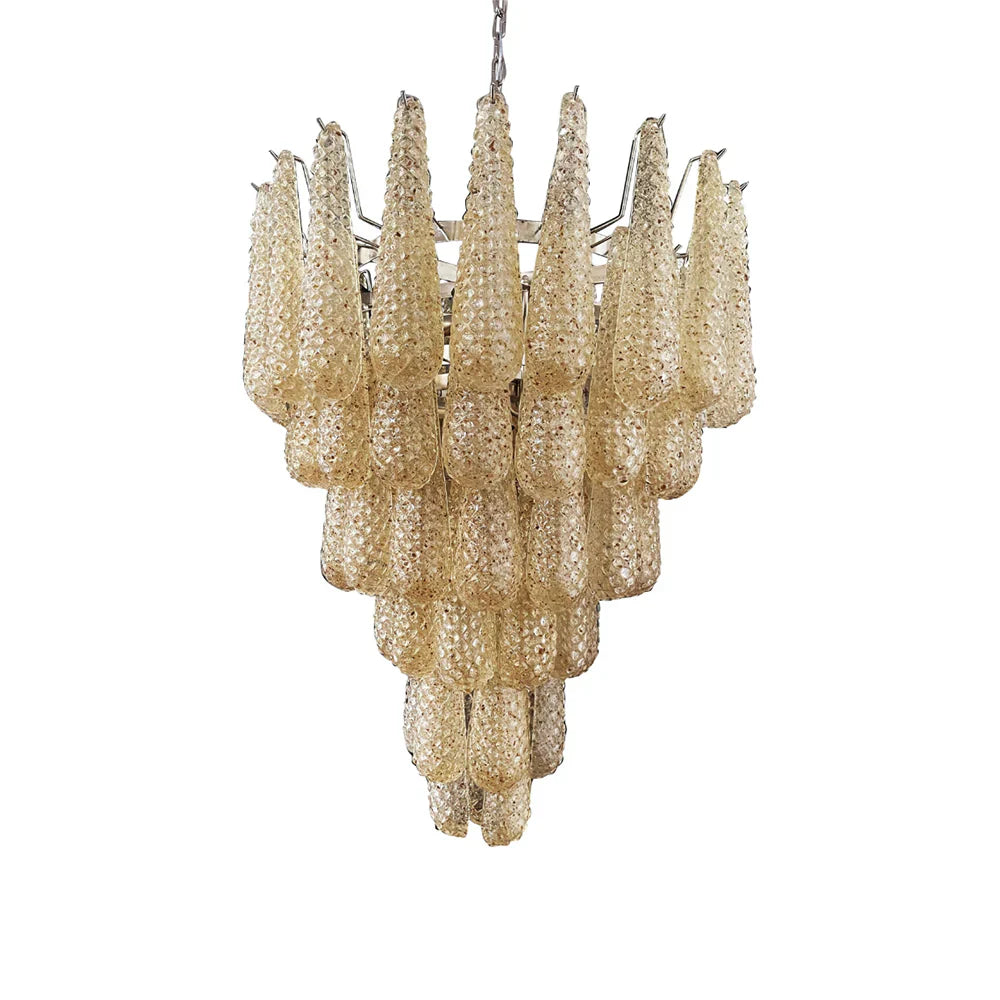 Vintage Amber Murano Glass Petals Drop Chandelier by Bling Lighting Studio