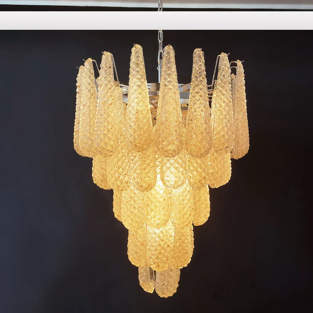 Vintage Amber Murano Glass Petals Drop Chandelier product image