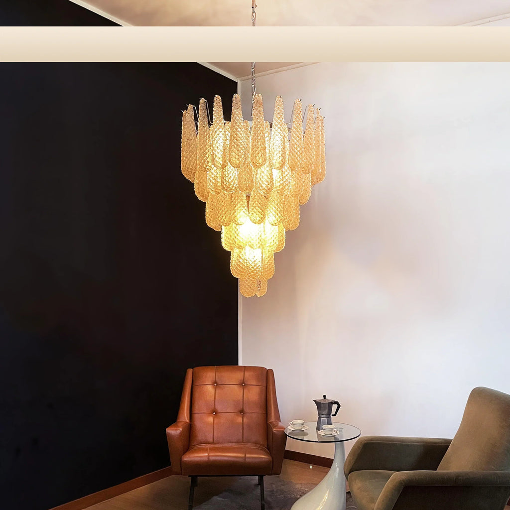 Vintage Amber Murano Glass Petals Drop Chandelier product image