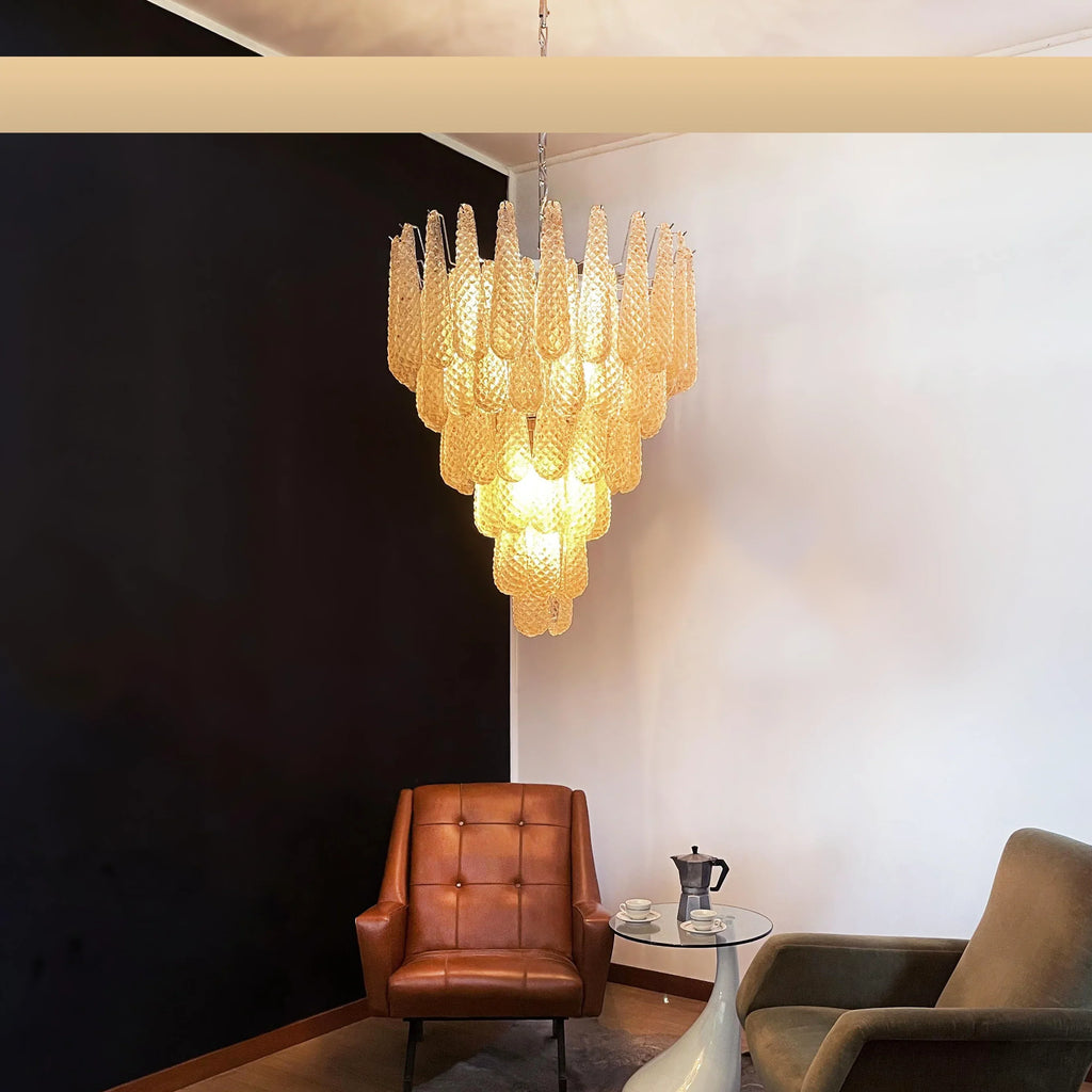 Vintage Amber Murano Glass Petals Drop Chandelier product image