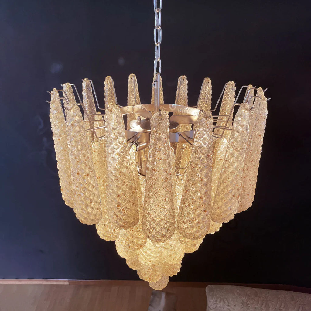 Vintage Amber Murano Glass Petals Drop Chandelier product image