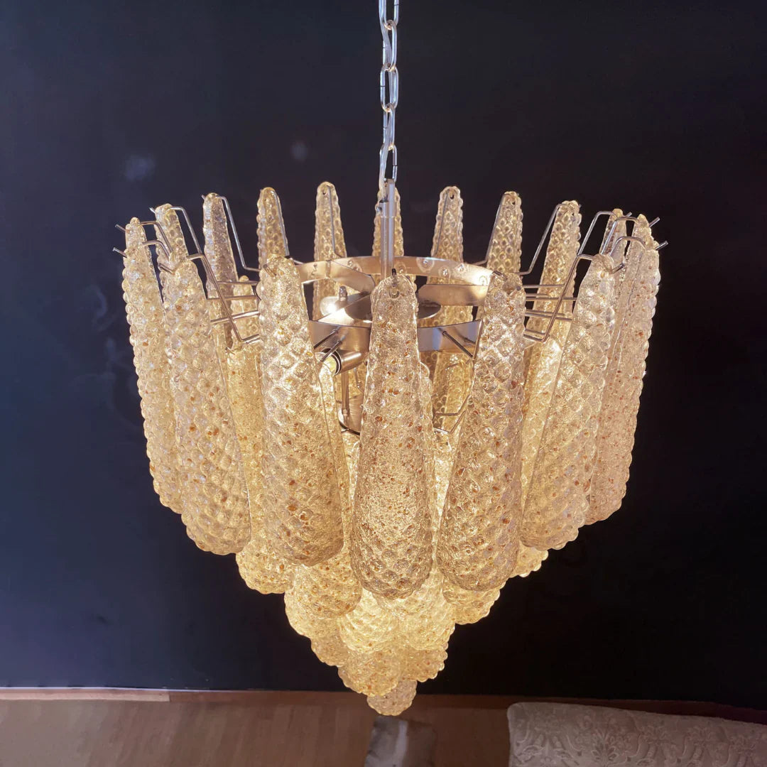 Vintage Amber Murano Glass Petals Drop Chandelier product image