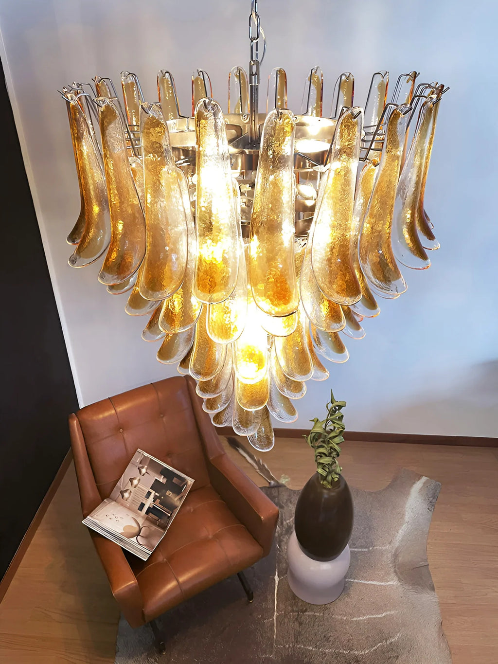 Murano Amber Glass Petals Chandelier product image