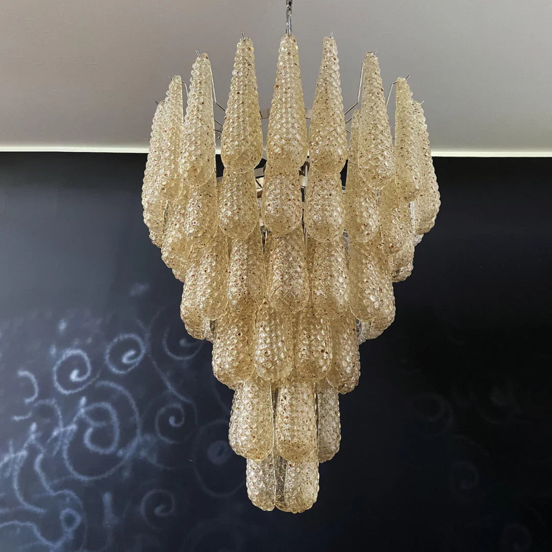Vintage Amber Murano Glass Petals Drop Chandelier product image