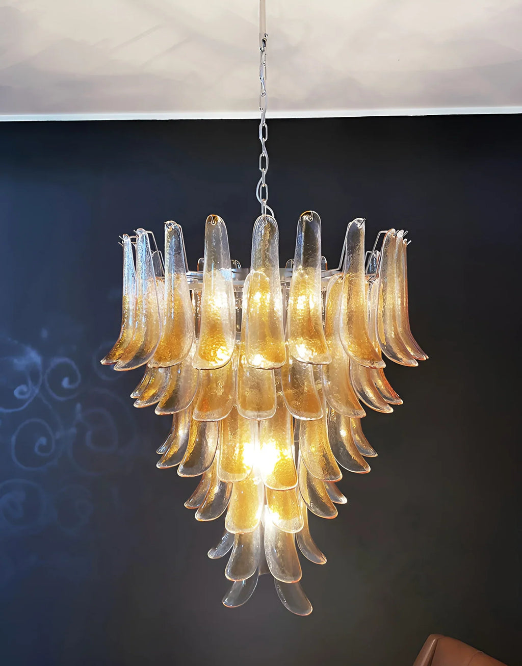 Murano Amber Glass Petals Chandelier product image