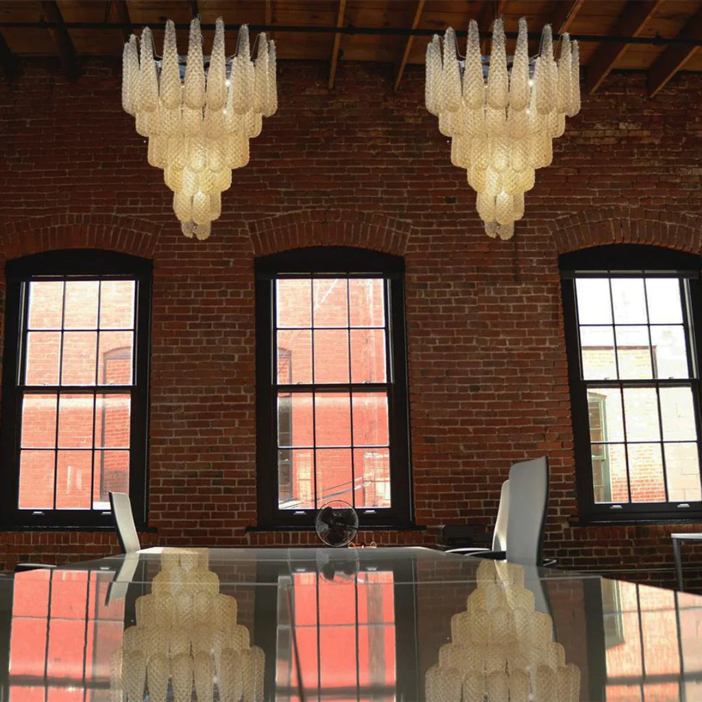 Vintage Amber Murano Glass Petals Drop Chandelier product image