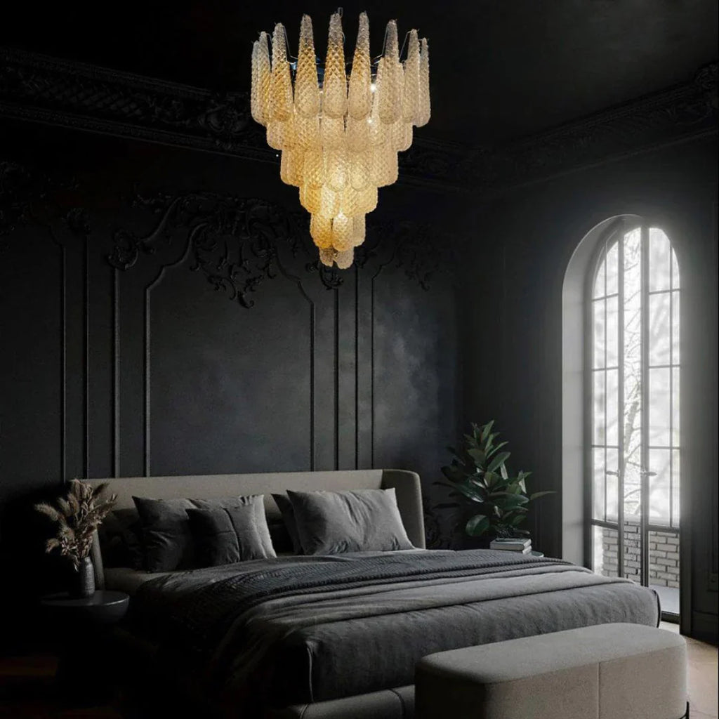 Vintage Amber Murano Glass Petals Drop Chandelier product image