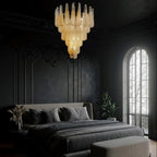 Vintage Amber Murano Glass Petals Drop Chandelier product image