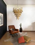 Murano Amber Glass Petals Chandelier material and finish detail