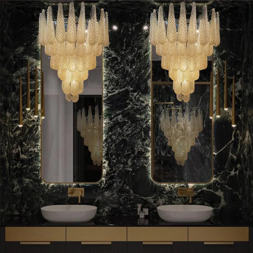 Vintage Amber Murano Glass Petals Drop Chandelier product image