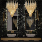 Vintage Amber Murano Glass Petals Drop Chandelier product image
