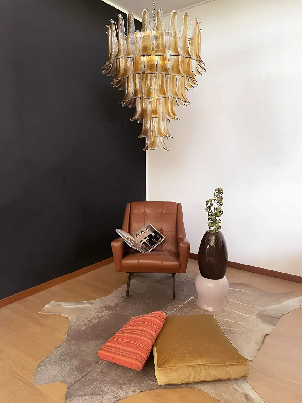 Murano Amber Glass Petals Chandelier product image