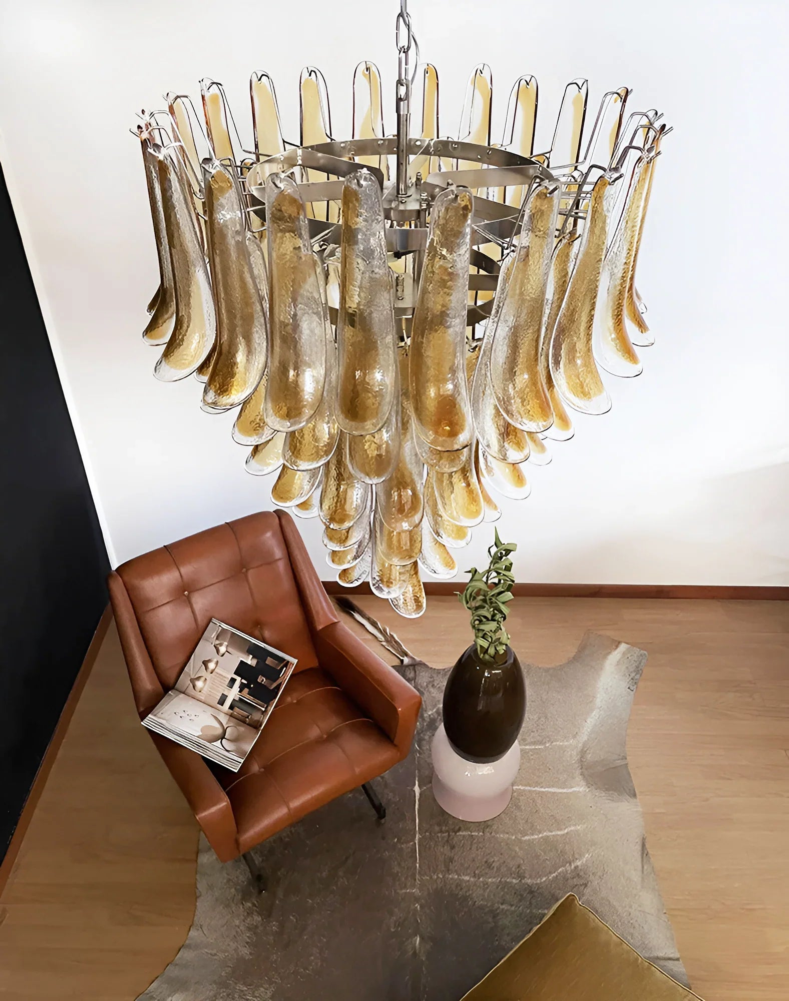 Murano Amber Glass Petals Chandelier product image