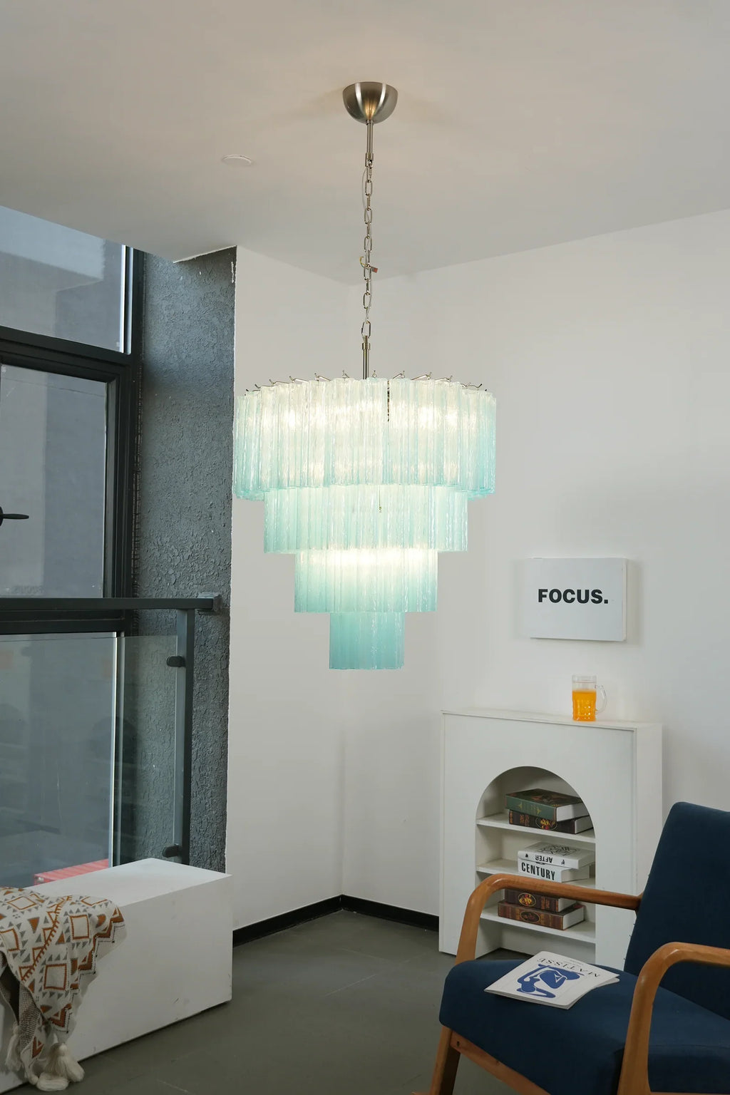 Murano Blue Glass Tubes Chandelier product image