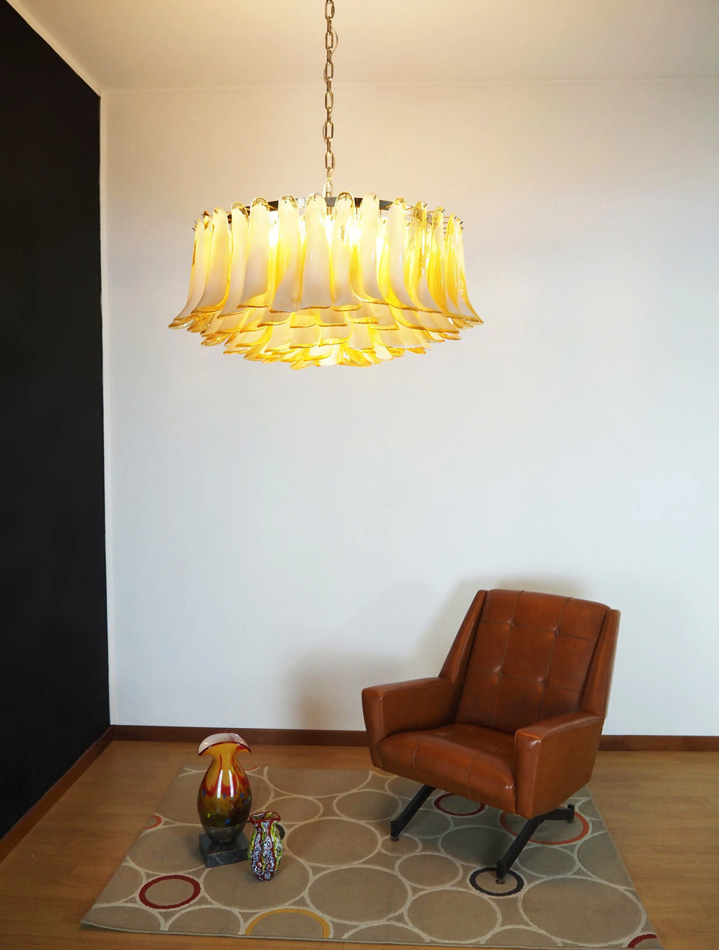 Murano Caramel Glass Petal Chandelier material and finish detail